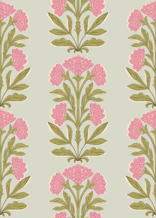 Retro Mughal Floral Stripe tapet⁠