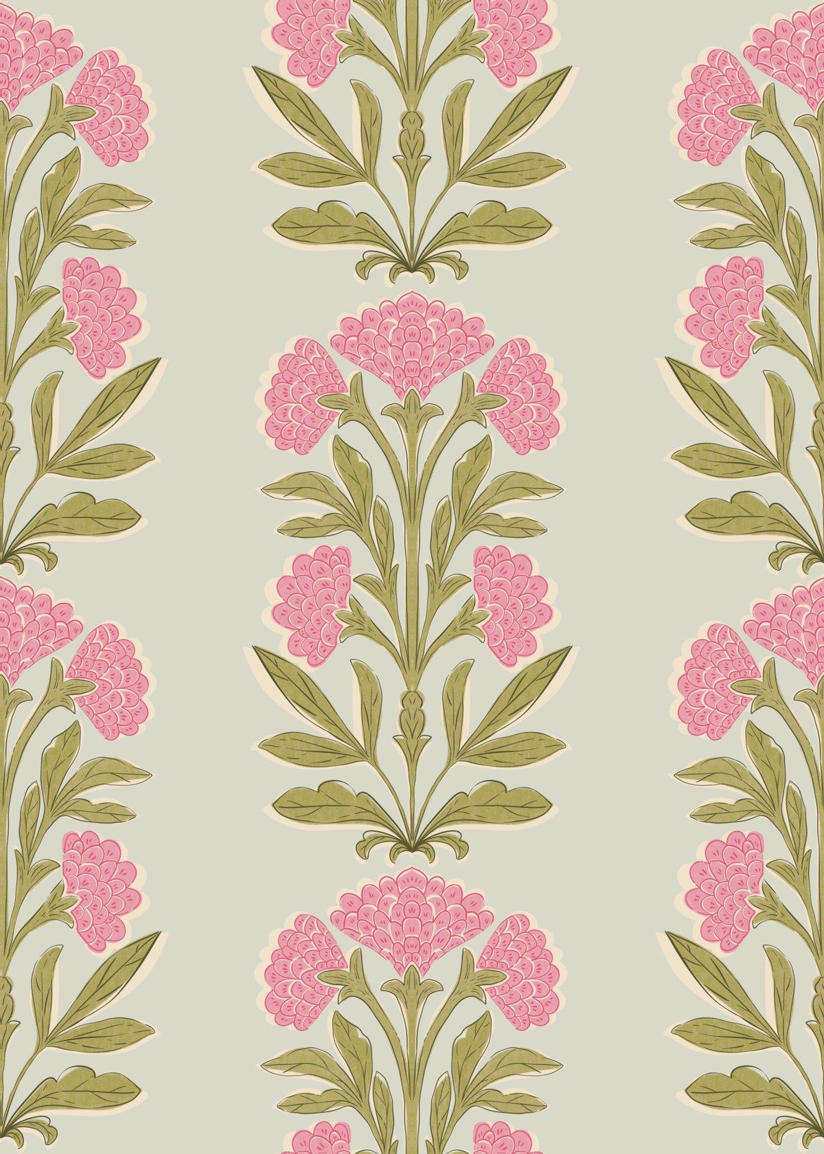 Retro Mughal Blumenstreifen Wallpaper⁠ in your room