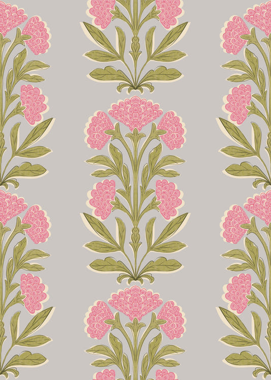 Pink Mughal Bloom Symmetrie Wallpaper⁠