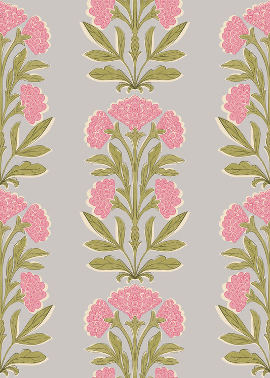 Pink Mughal Bloom Symmetrie Wallpaper⁠