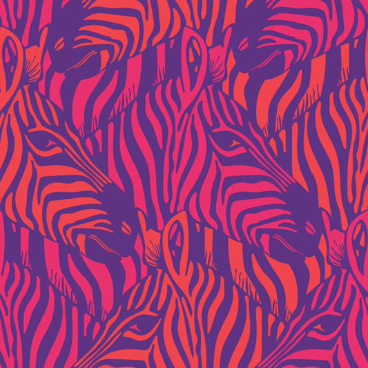 Zebra Herde Wildtierstreifen Glam Korallen Orange Fuchsia Pink Purple Tapete⁠