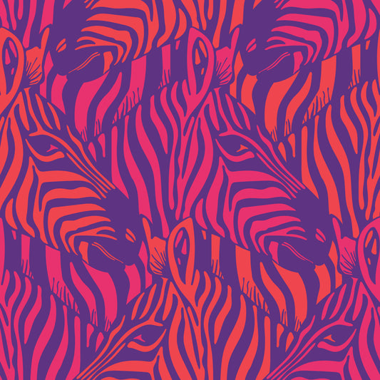 Herte zébré rayures animaux sauvages glam corail orange fuchsia rose papier peint violet⁠