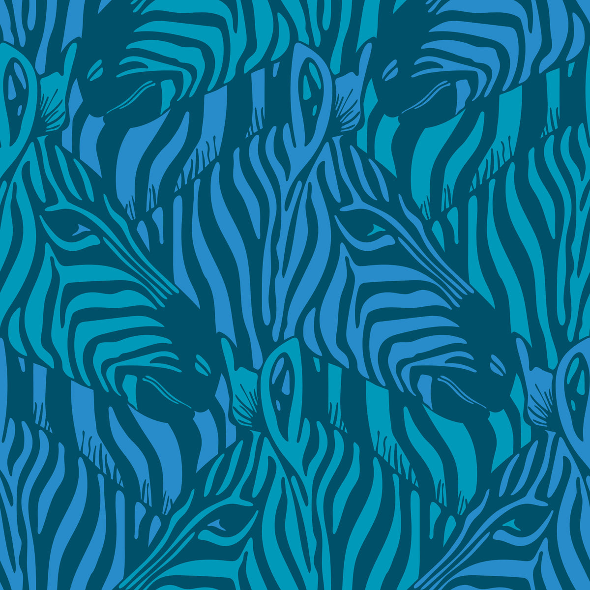 Zebra Herd Wild Animal Drâs in your room — zoomed