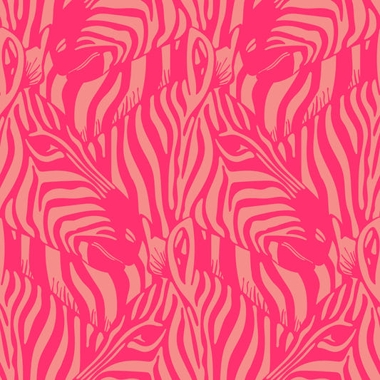 Zebra Herde wilde Tierstreifen hell Pink Rouge Peach Wallpaper⁠