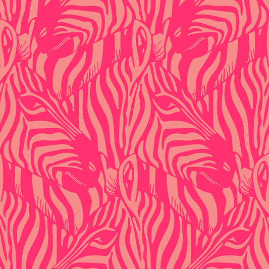 Zebra Herd Animal sauvage rayures Rose vif Blush Blush Peach Wallpaper⁠