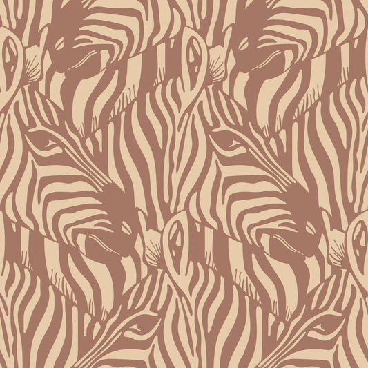 Zebra Herde Wildtierstreifen Mocha Mousse Braun Creme Tapete⁠