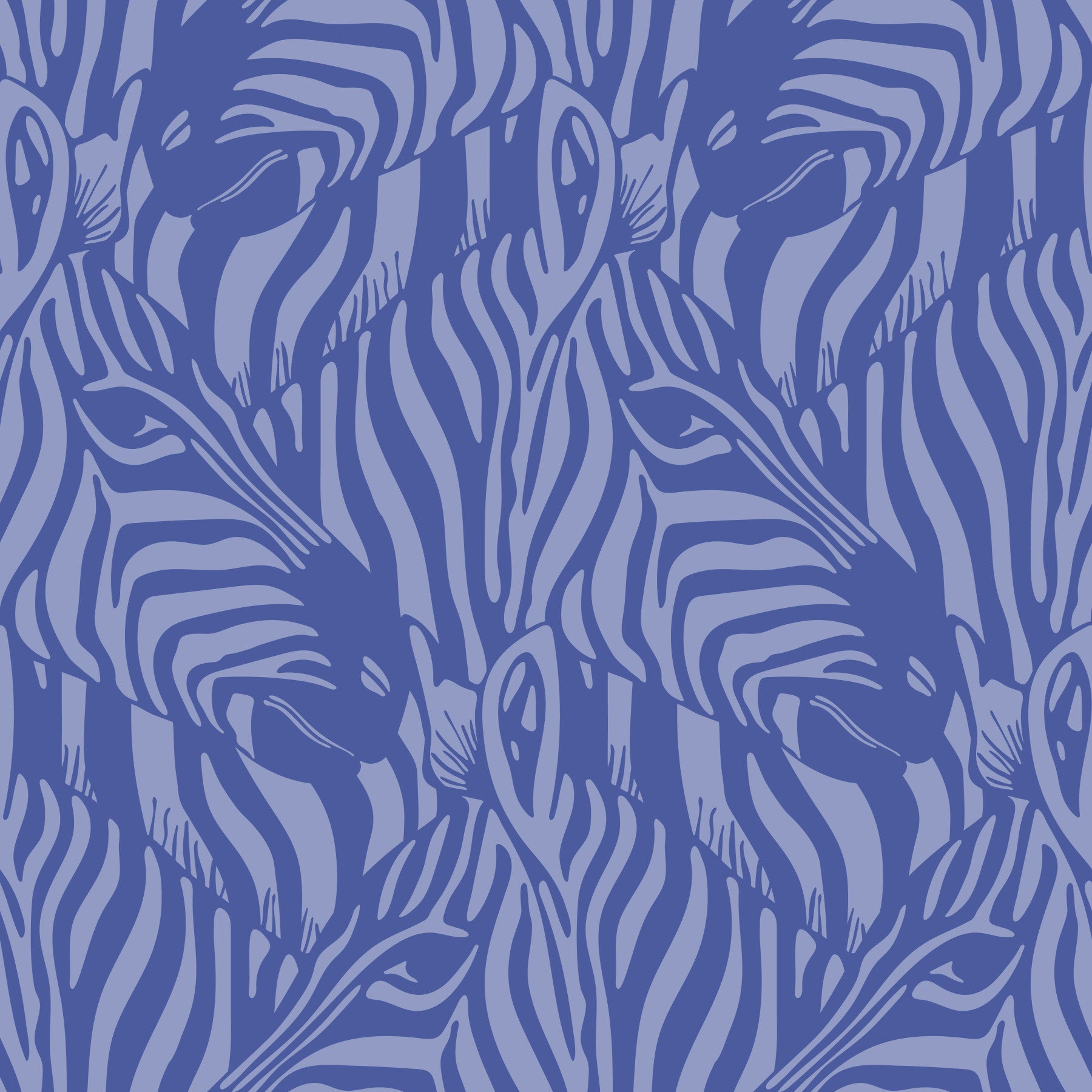 Zebra kudde wilde dierenstrepen monochromatische periwinkle paarse lavendel behang⁠ in your room — zoomed