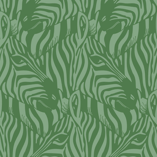 Zebra Herde wilde Tier Streifen Salbei grün pastellgrün Tapete⁠