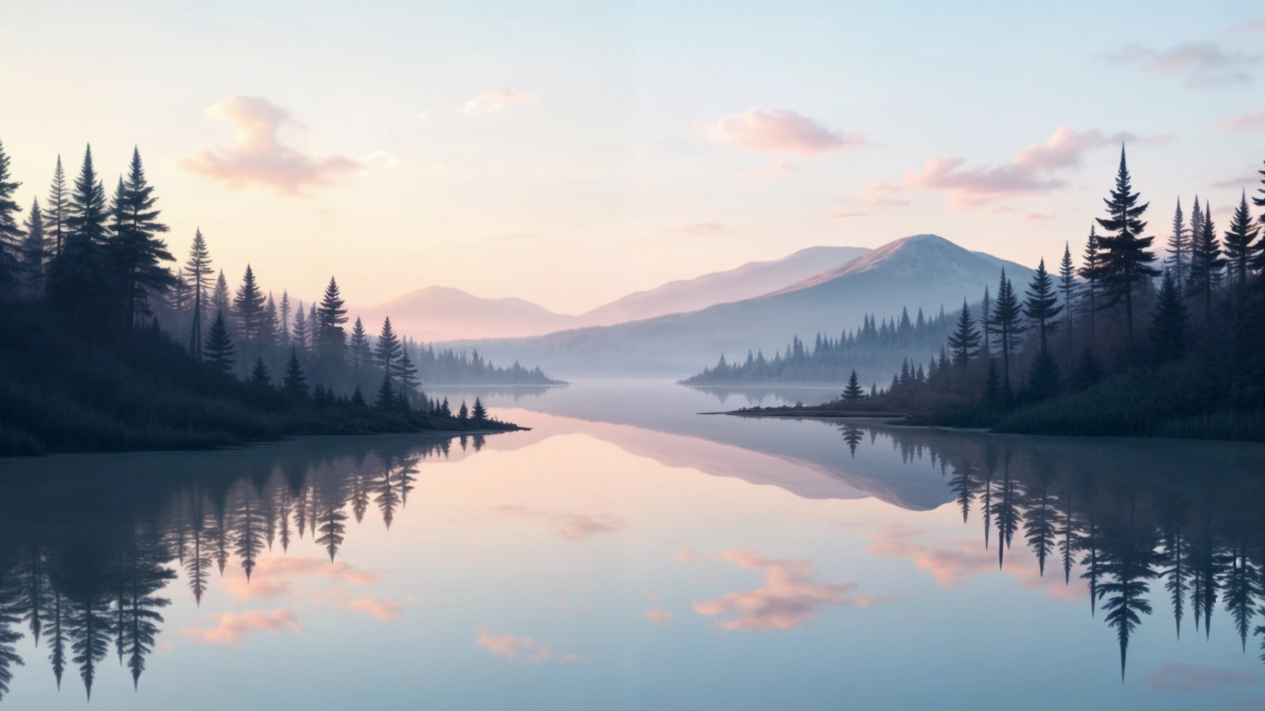 Pastel Lake Vista Wall Mural