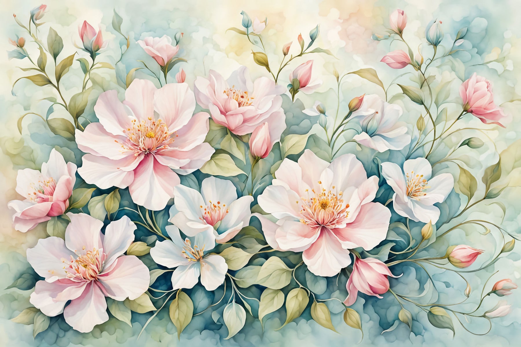 Serene Blooms Wall Mural
