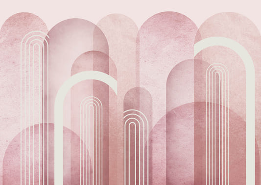 Blush rosa metà secolo archi murale murale