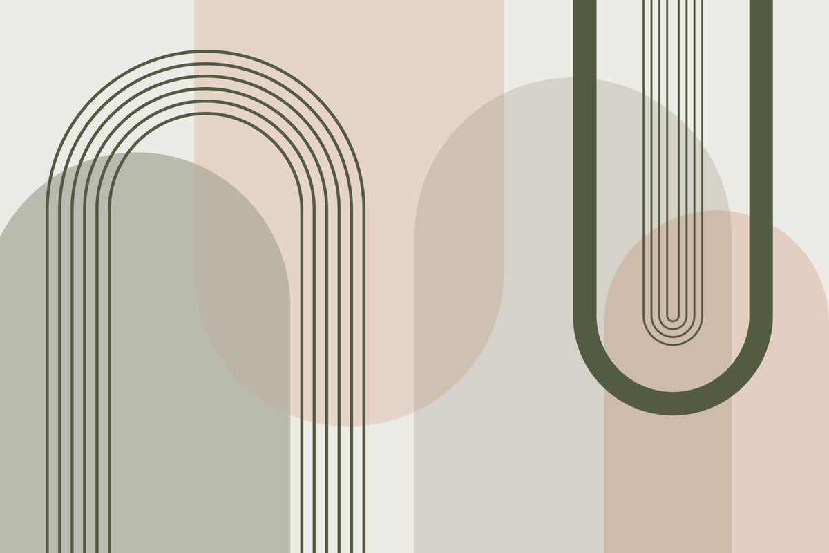 Modern Arches Pink and Green Wall Mural in your room