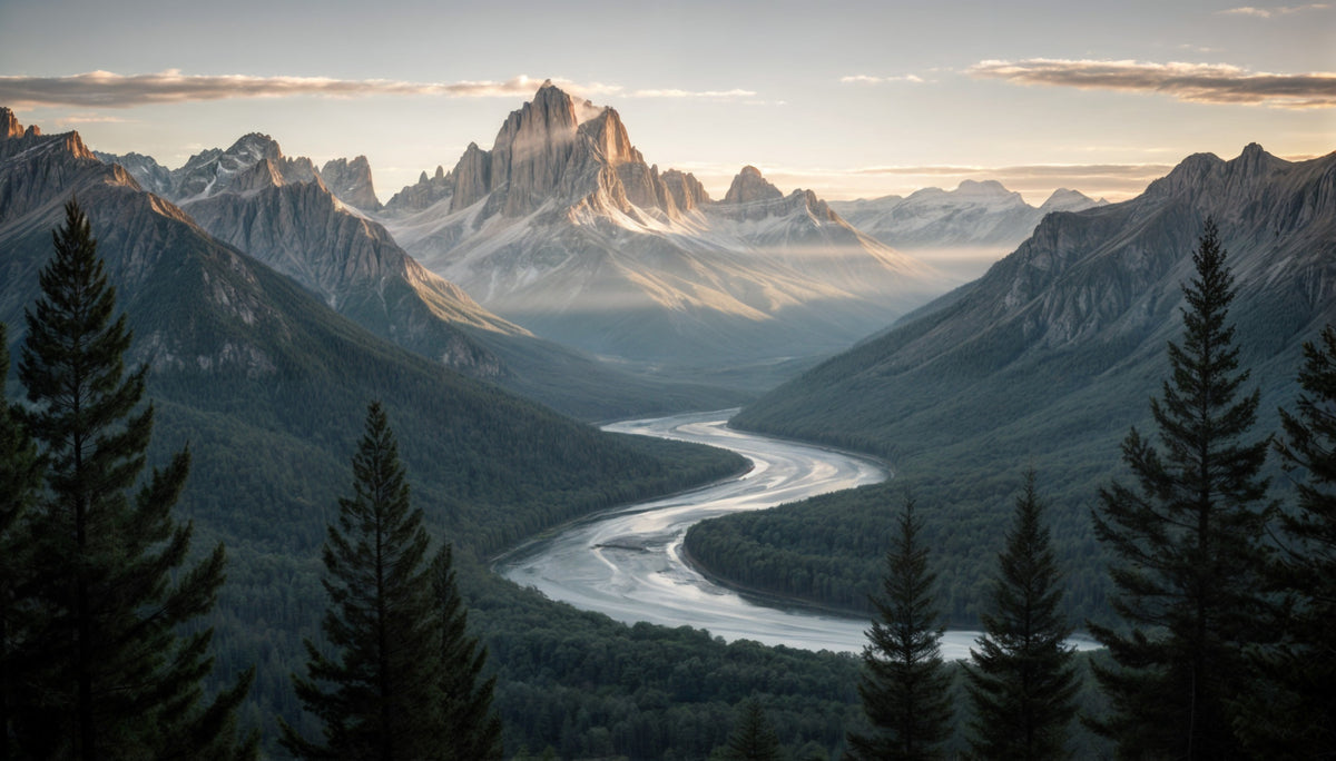 Mountain River Vista Wall Mural in your room