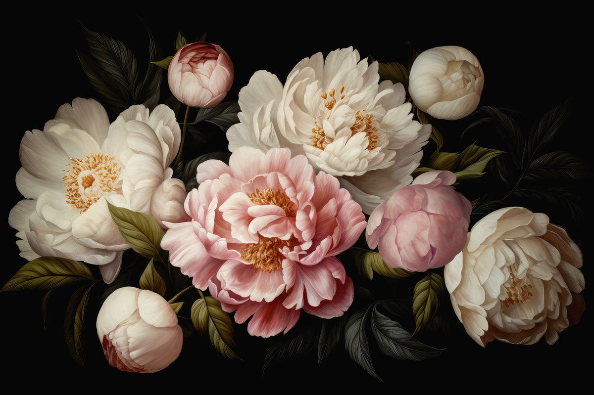 Moody Opulent Baroque Night Flowers Garden  Wall Mural