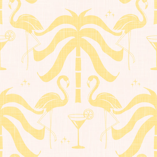 Tropical Palm Springs Flamingo beige beurre