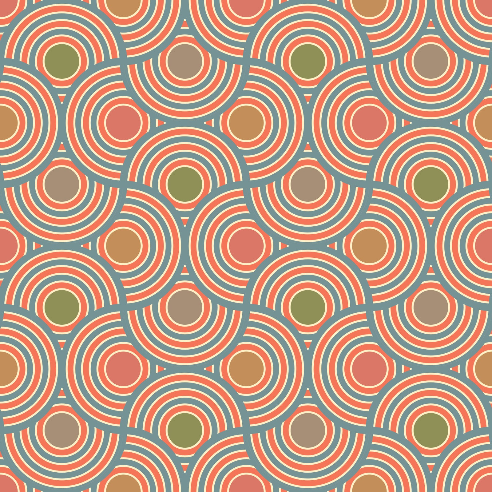 Scallop art déco vintage abstrait géométrique élégant poudre bleu vert rouge brun beige wallpaper