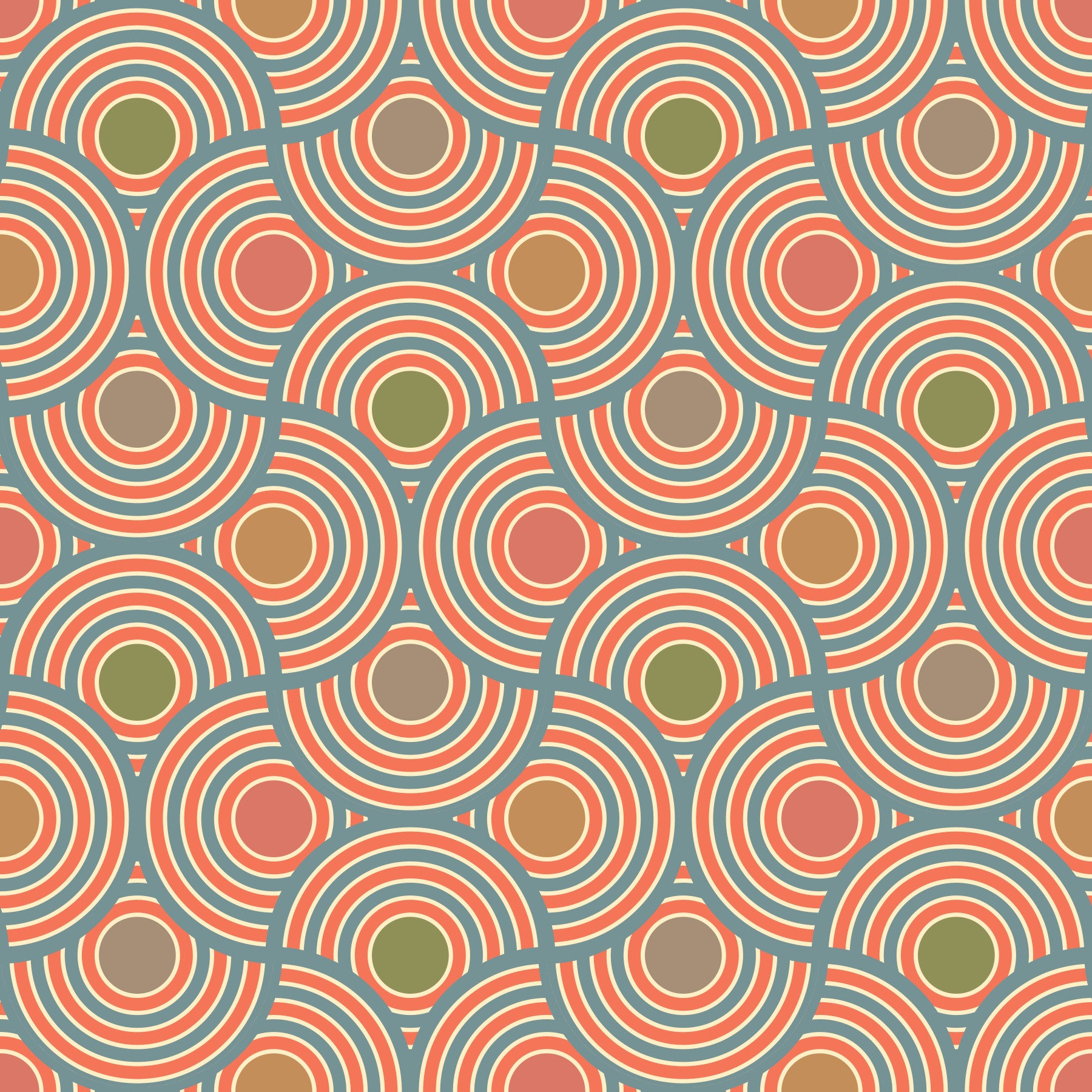 Scallop Art Deco Vintage abstrakte geometrische elegante Pulverblau -Grün rotes brauner Beige Tapete⁠
