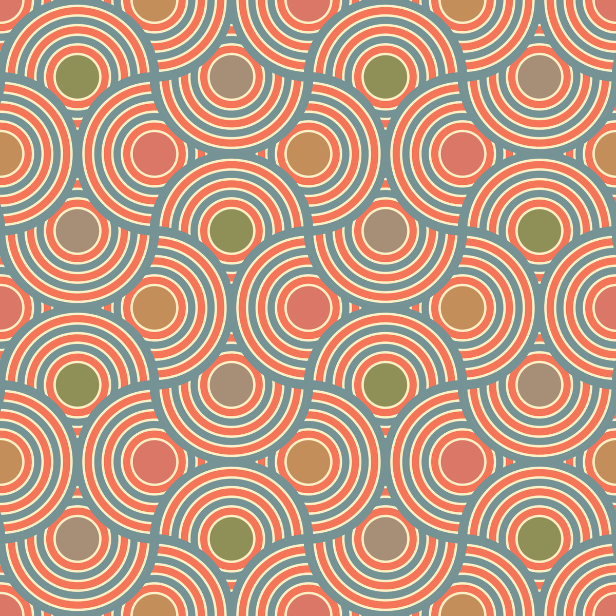 Scallop art déco vintage abstrait géométrique élégant poudre bleu vert rouge brun beige wallpaper in your room — zoomed