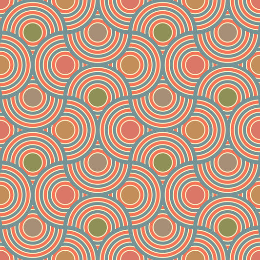 Scallop Art Deco Vintage abstrakte geometrische elegante Pulverblau -Grün rotes brauner Beige Tapete⁠