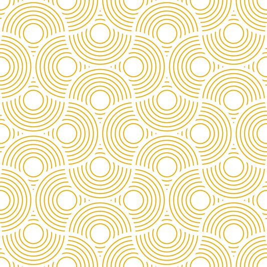 Scallop Art déco vintage abstrait géométrique blanc avec papier peint en or jaune⁠