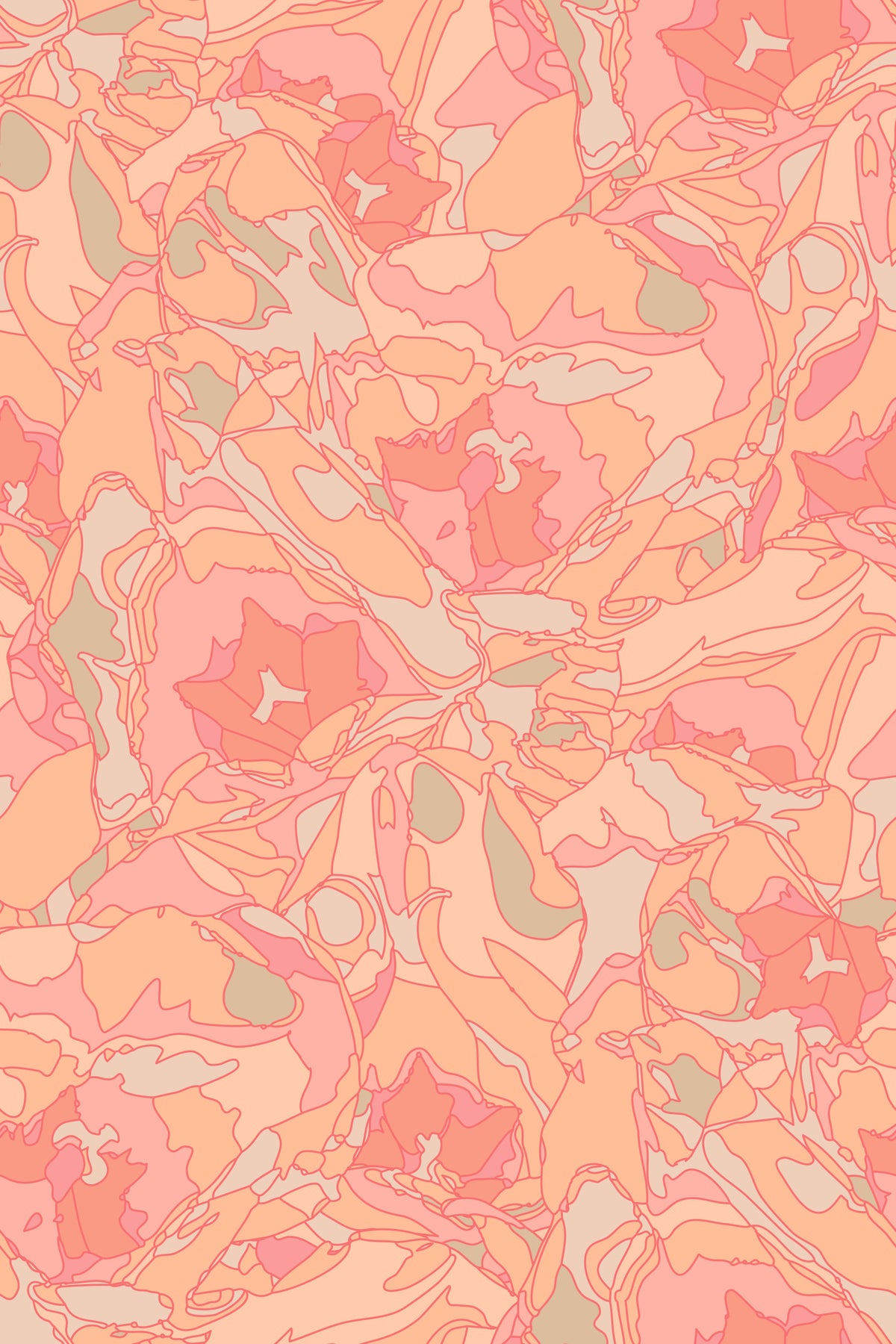 Tulip Dreams Abstract Retro Floral 1970s Vintage Peach Fuzz Pastel Orange Wallpaper⁠ in your room — zoomed