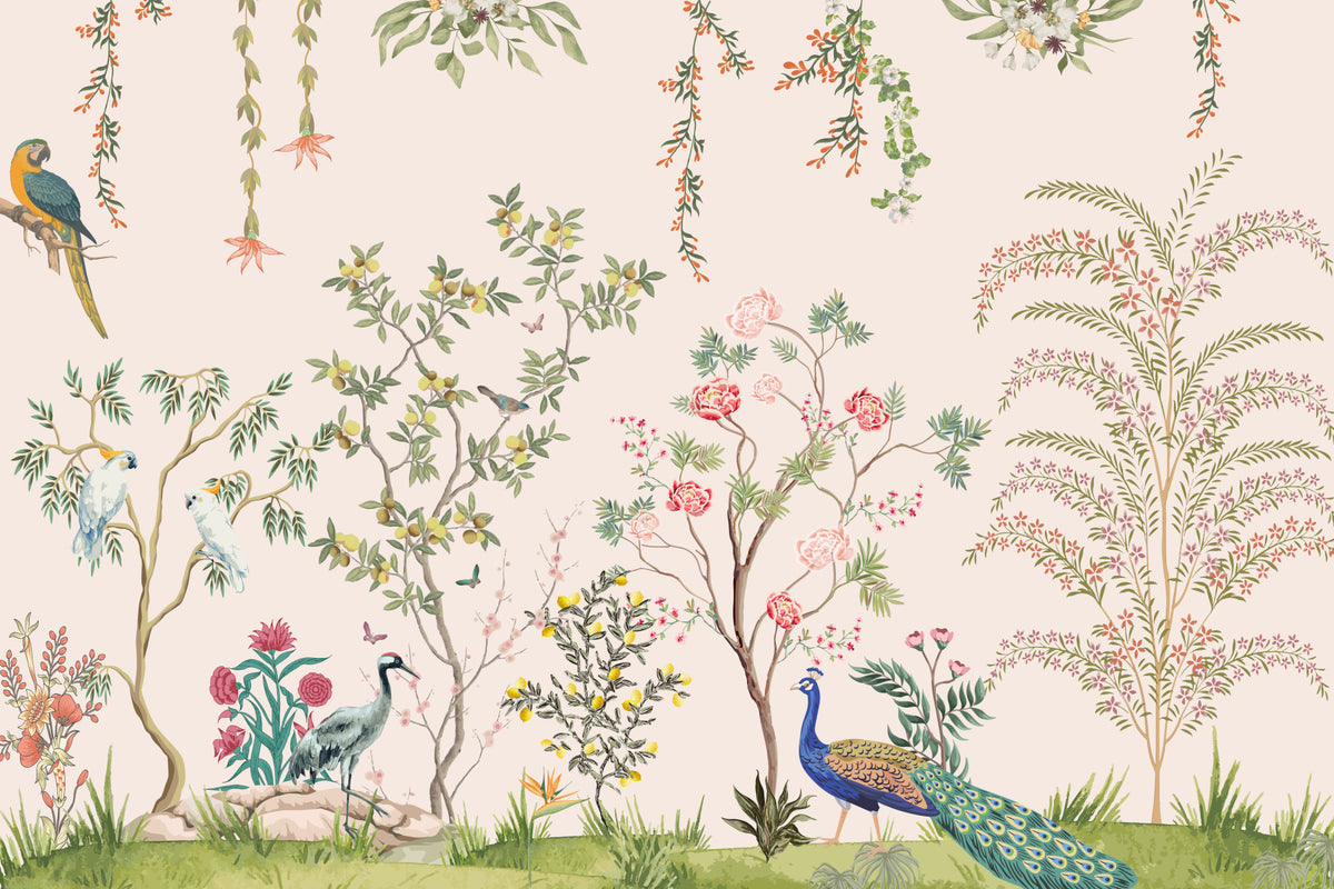 Chinoiserie Eden Wall Mural in your room — zoomed