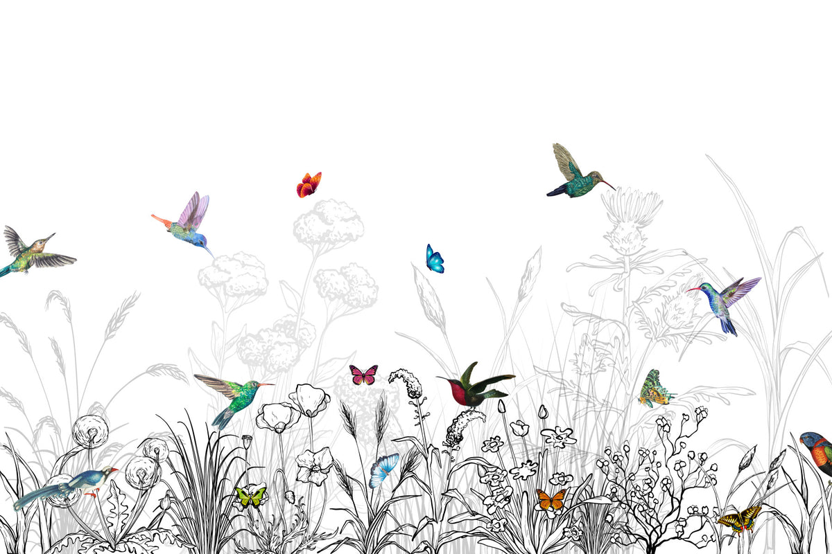 Hummingbird Haven Wall Mural in your room — zoomed