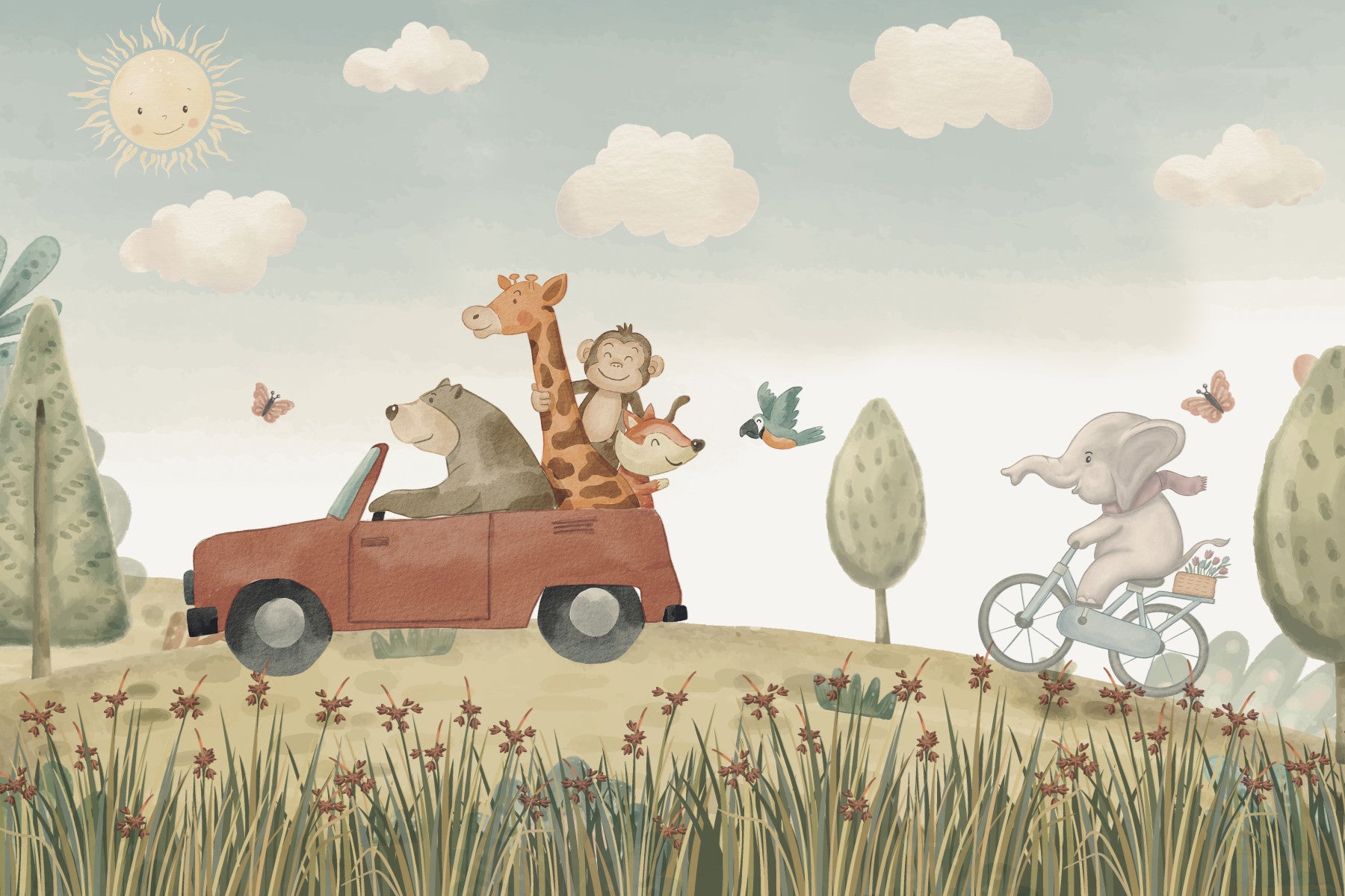 Adventure Awaits! Wall Mural in your room — zoomed