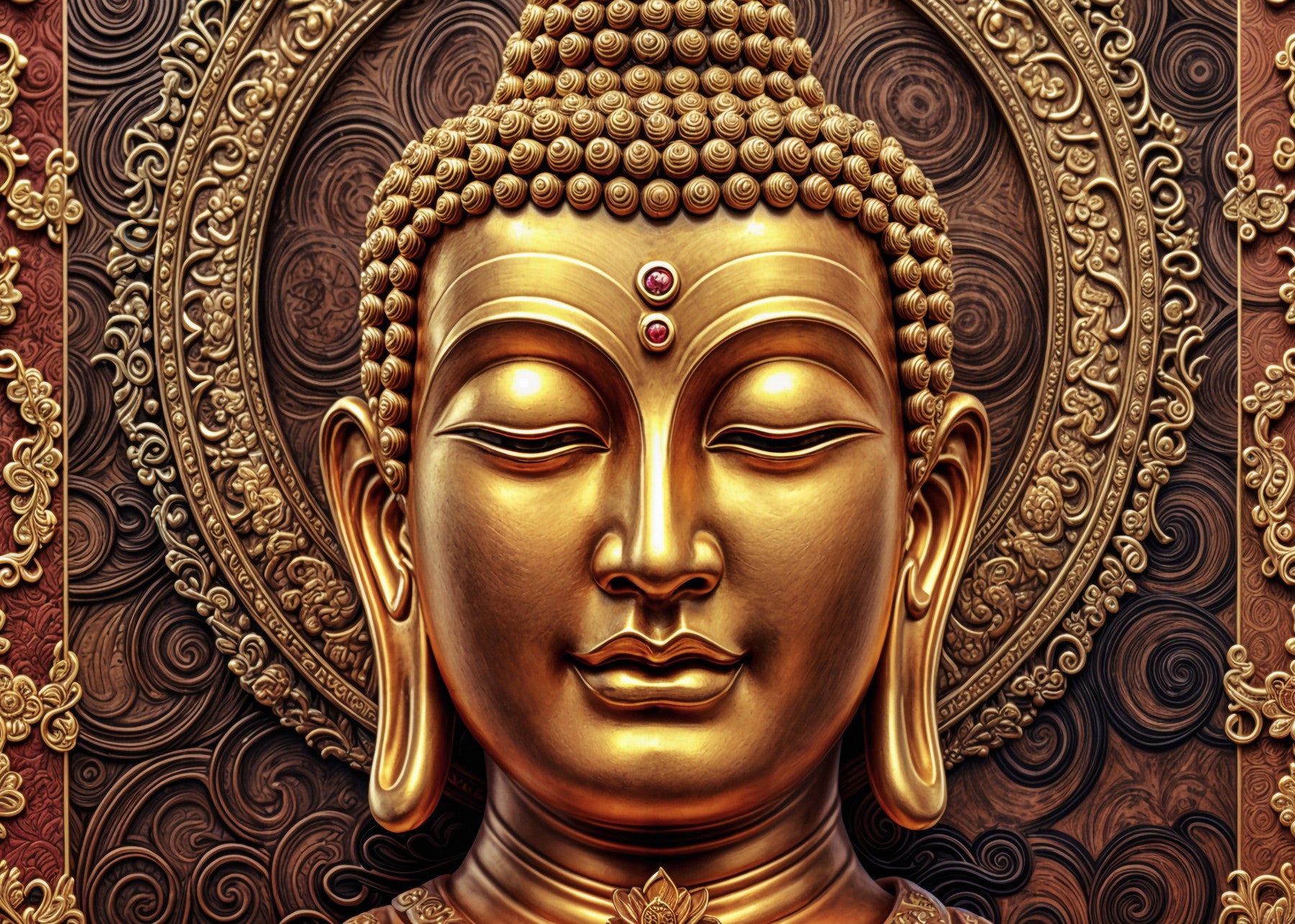 Golden Buddha's Gaze Wall Mural in your room — zoomed