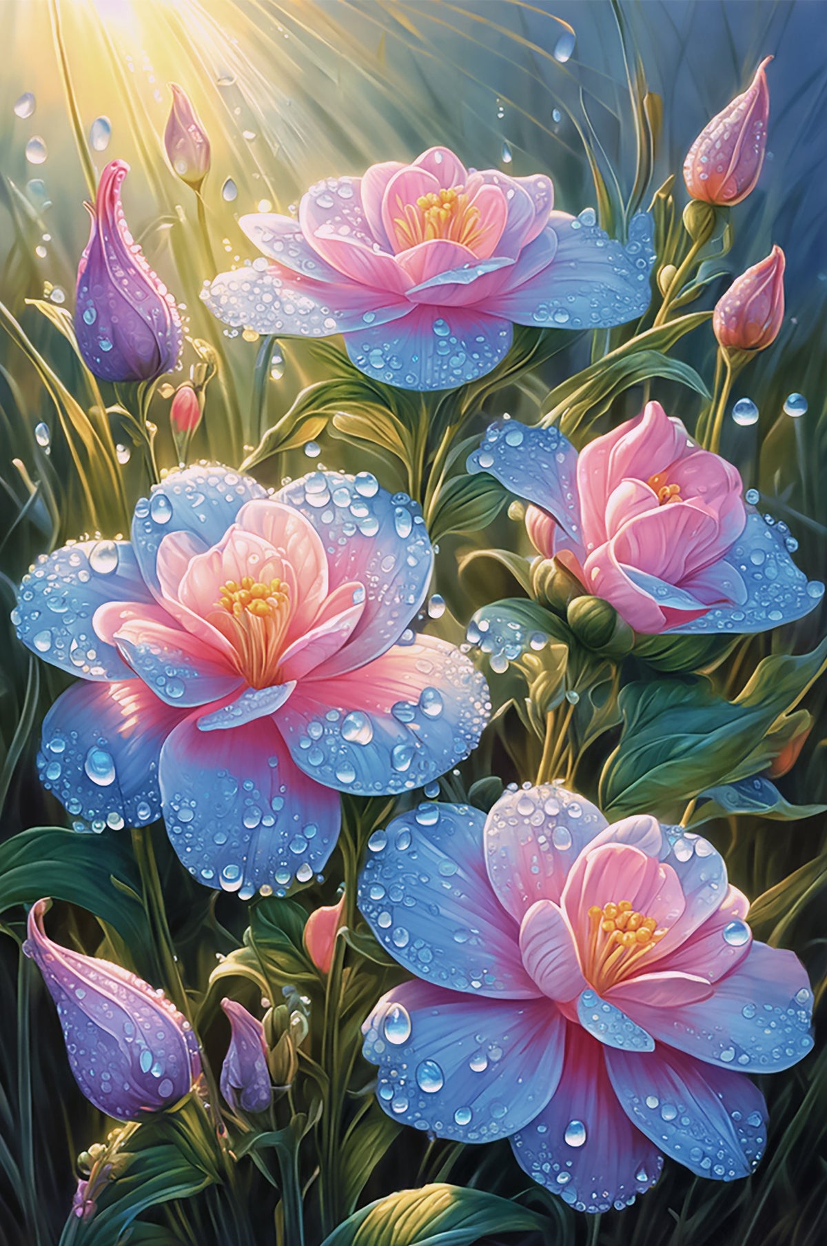 Dew-Kissed Petals Wall Mural in your room — zoomed