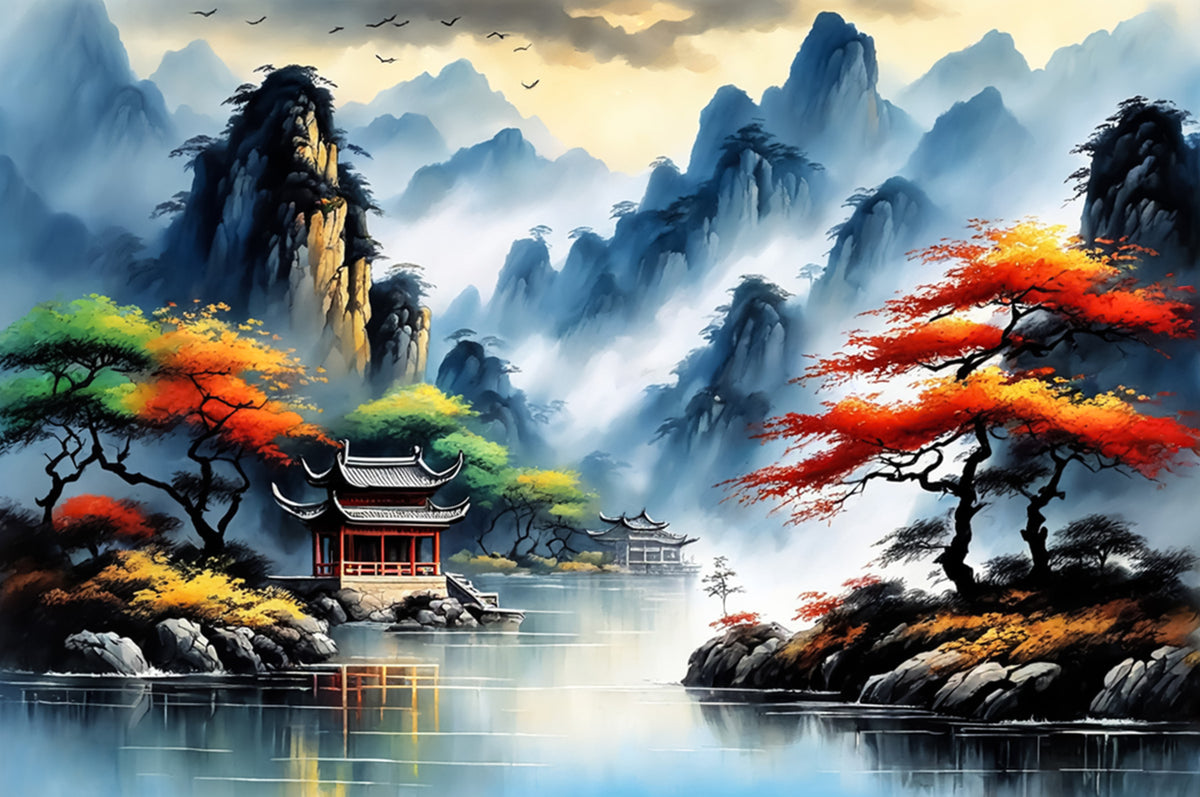 Pagoda Reflections Wall Mural in your room