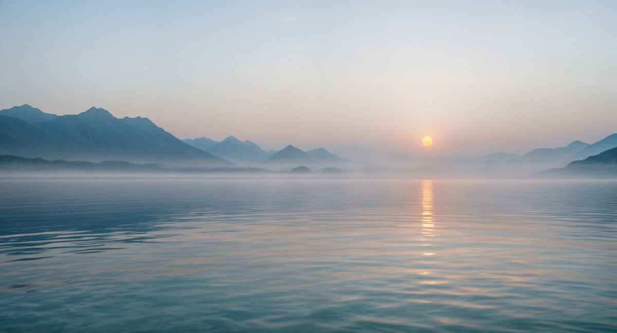 Misty Sunrise Serenity Mural in your room — zoomed