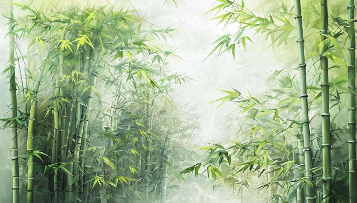 Green Bamboo Forest Wall Mural in your room — zoomed