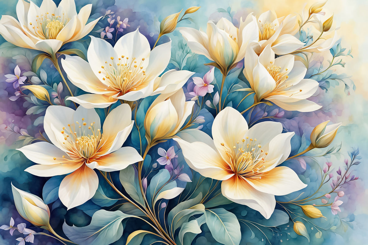 Golden Light Florals Wall Mural in your room