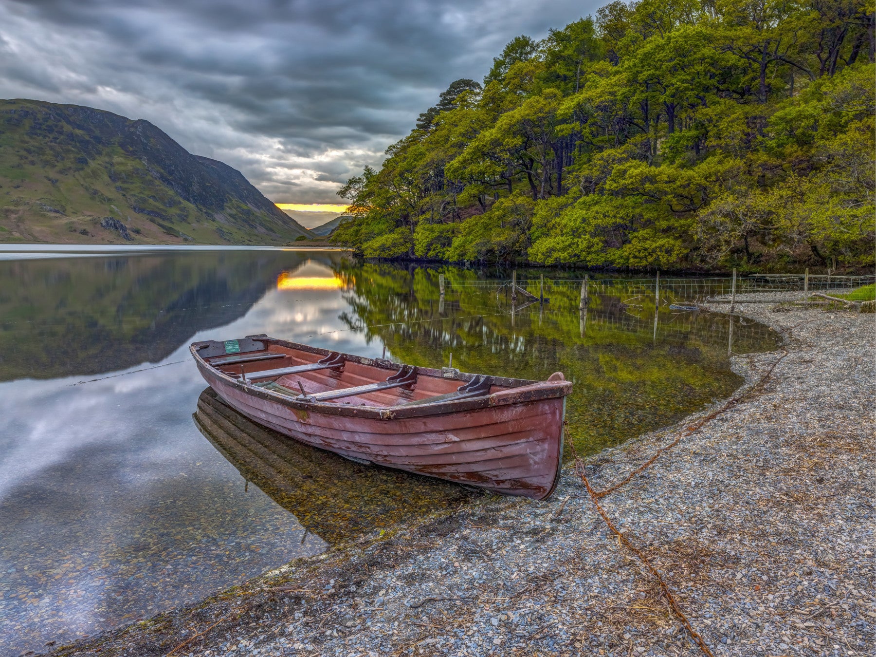 Moored Boat Wall Mural