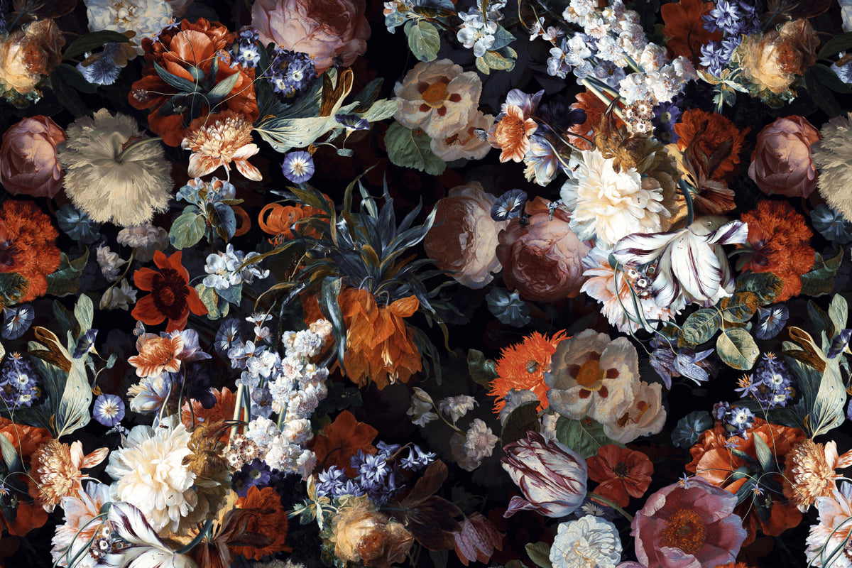 Fresque murale Jardin de fleurs nocturne baroque et mélancolique
