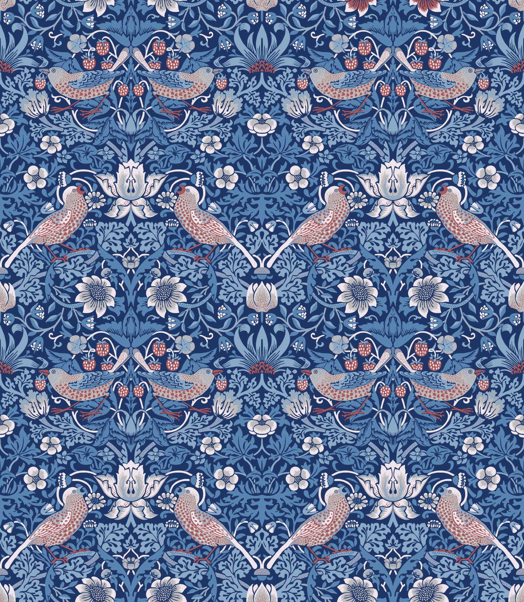 William Morris - The Strawberry Thief - Summer Blue  Wallpaper‚Å†