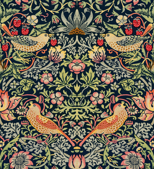 William Morris - The Strawberry Thief - Dark Wallpaper⁠