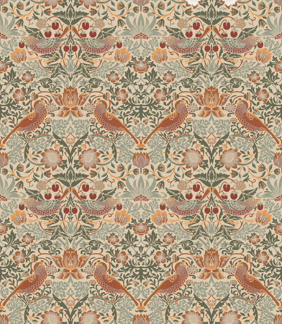 William Morris - The Strawberry Thief Sand Wallpaper⁠ in your room
