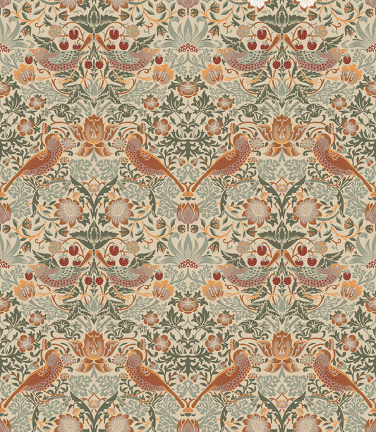 William Morris - The Strawberry Thief Sand Wallpaper⁠