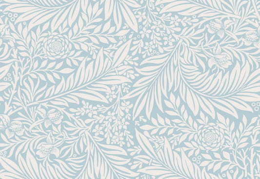 William Morris Larkspur Baby Blue White Wallpaper⁠