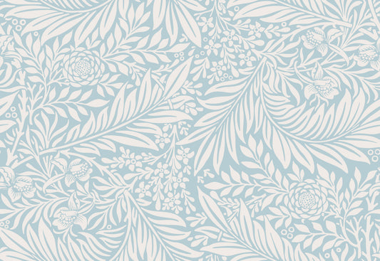 William Morris Larkspur Baby Blue White Wallpaper⁠