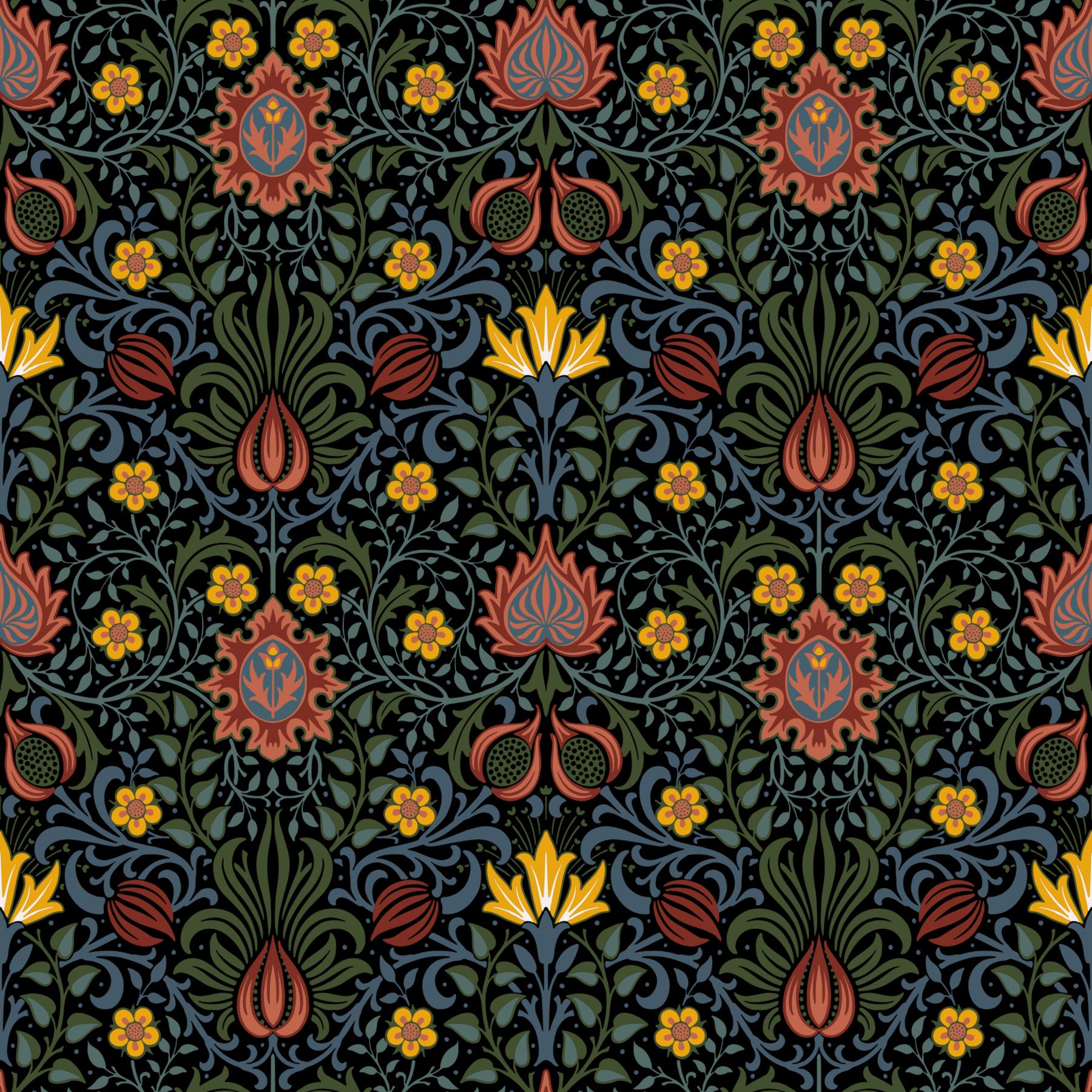 William Morris Persian  Dark Wallpaper⁠
