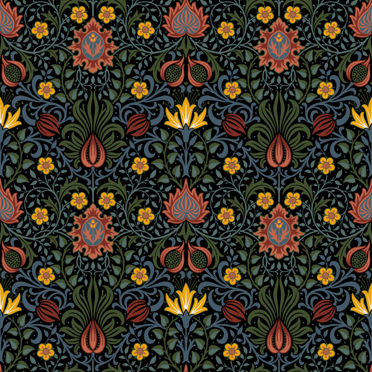 Papier peint persan foncé William Morris in your room — zoomed