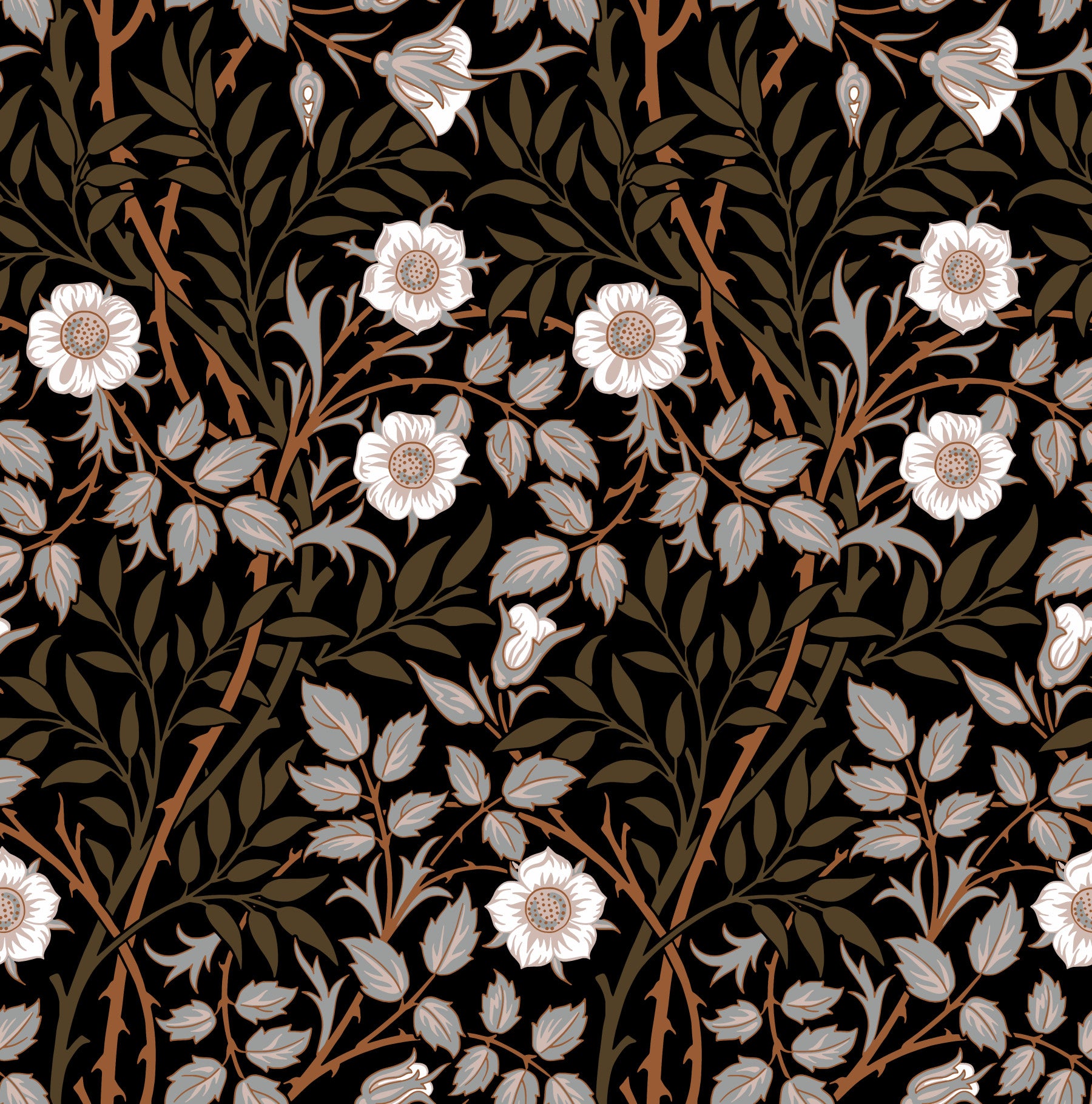 Papier peint William Morris Sweet Briar brun foncé in your room — zoomed