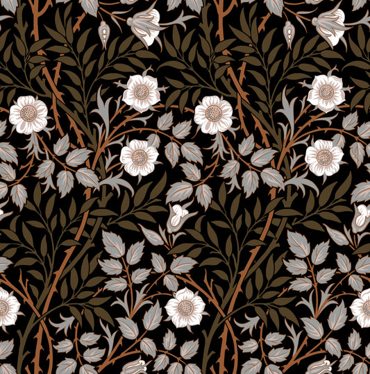William Morris Sweet Briar Dark Brown Wallpaper‚Å†