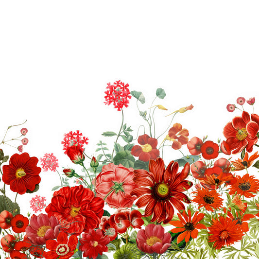 Papier peint mural charme vintage jardin floral rouge