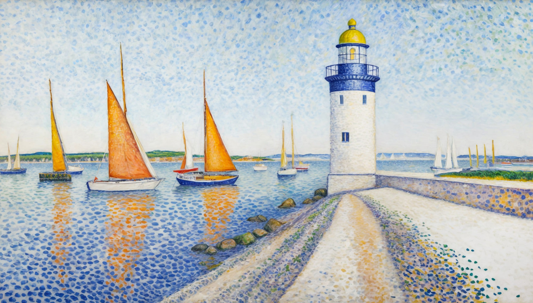 Maritime Pointillism: Light & Sea Wall Mural