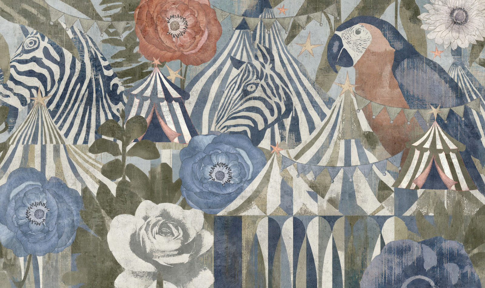 Fresque murale rêve de carnaval vintage Circus Flora in your room