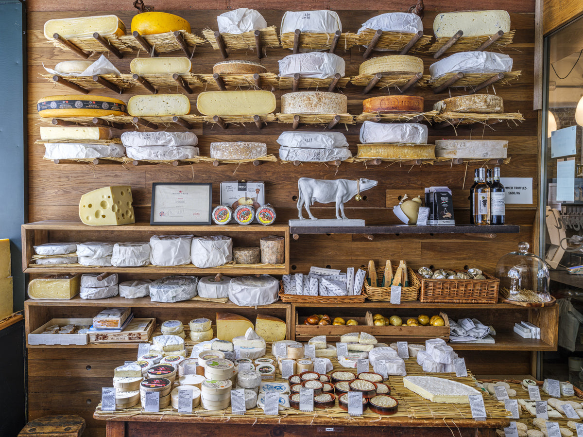London's Organic Cheese Shop Wall Mural in your room — zoomed